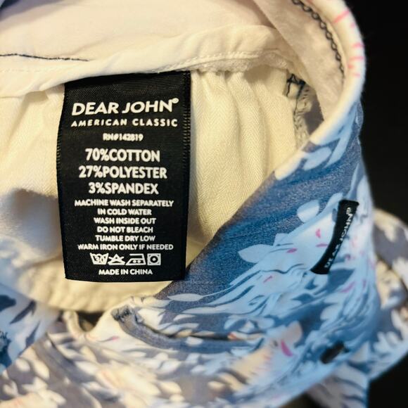 Dear John Finnegan Printed Cuffed Shorts Floral Light Blue White Women's Size 29 - Picture 7 of 7